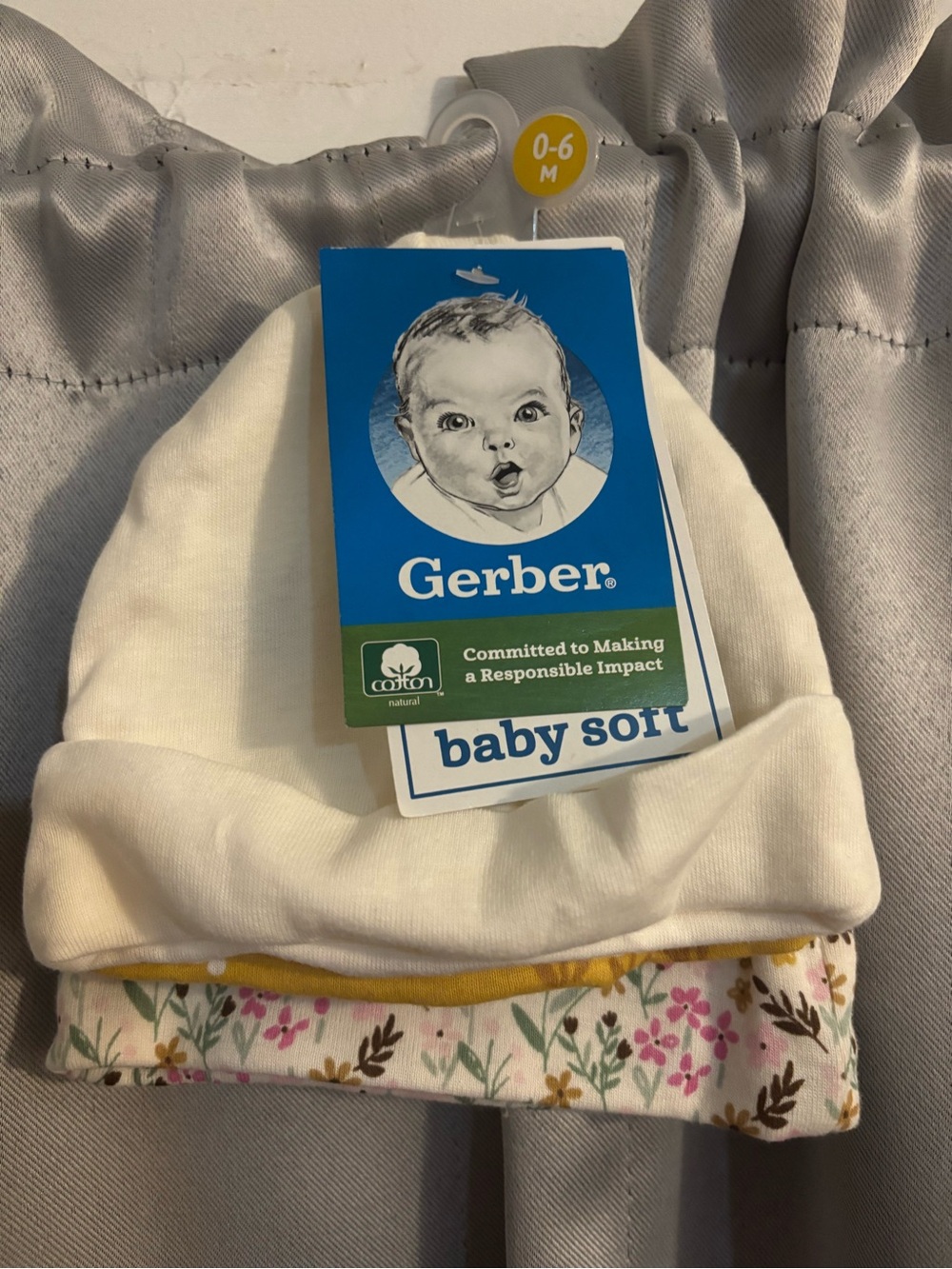 Gerber Cream & Floral Baby Soft Hat 3pck